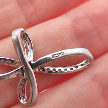 CHARLES WINSTON 925 Sterling Silver Real Diamond Infinity Cross Slide Pendant