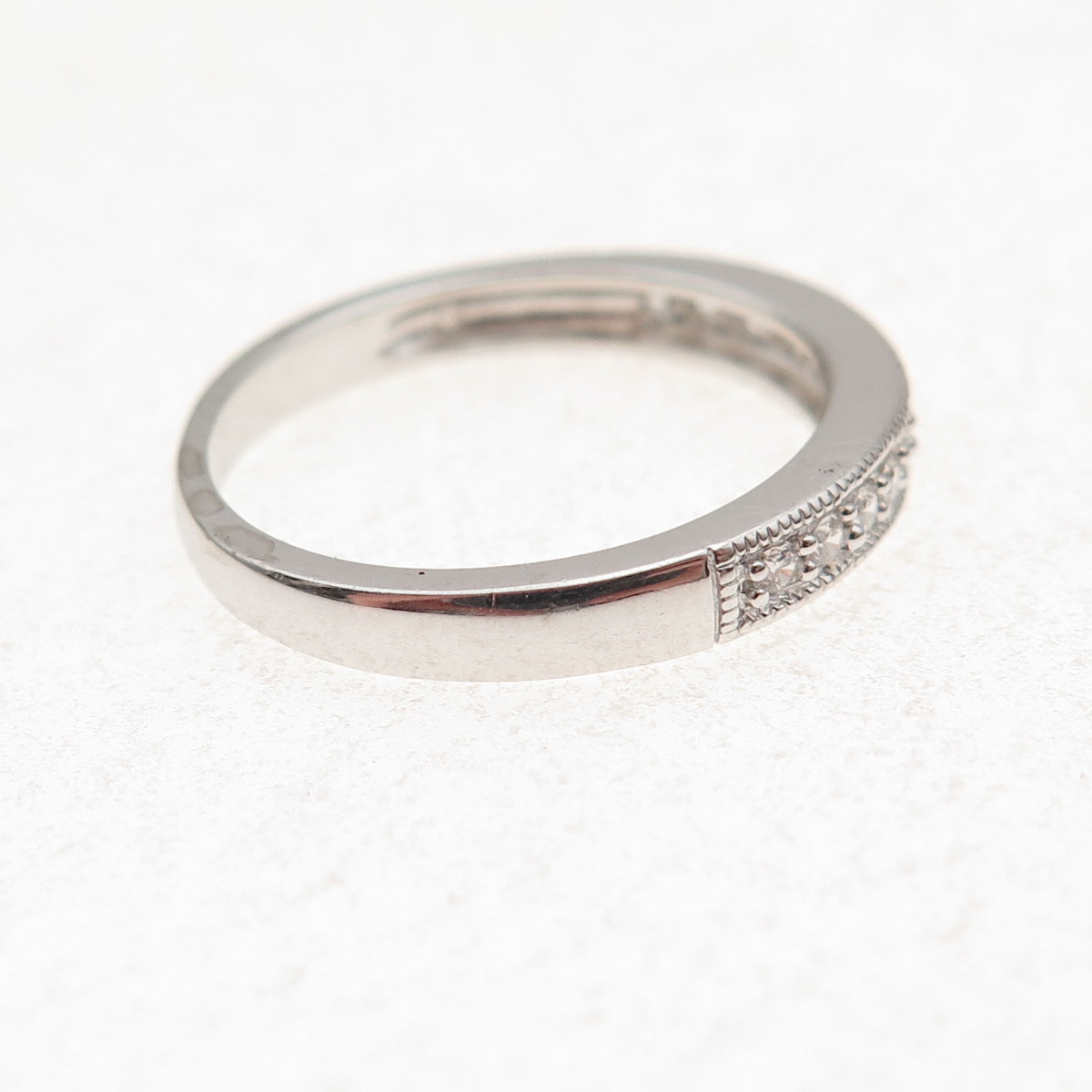 JH Young 925 Sterling Silver Round-Cut C Z Half Eternity Band Ring Size 7