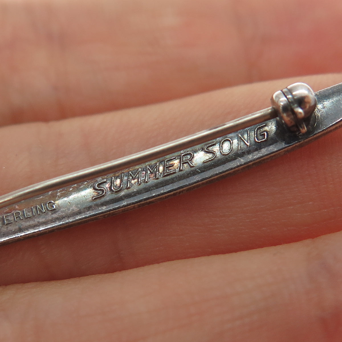LUNT 925 Sterling Silver Vintage 1954 Summer Song Spoon Oxidized Pin Brooch