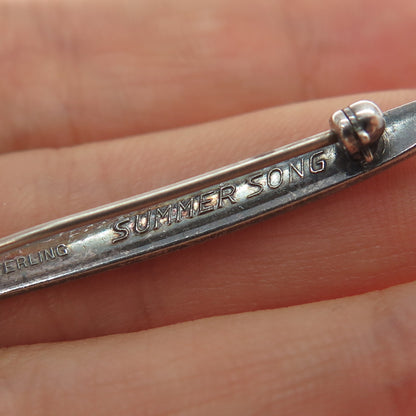 LUNT 925 Sterling Silver Vintage 1954 Summer Song Spoon Oxidized Pin Brooch