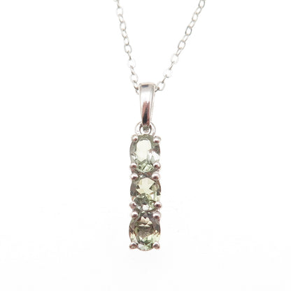 Chuck Clemency 925 Sterling Silver Real Green Amethyst Cable Chain Necklace 20"