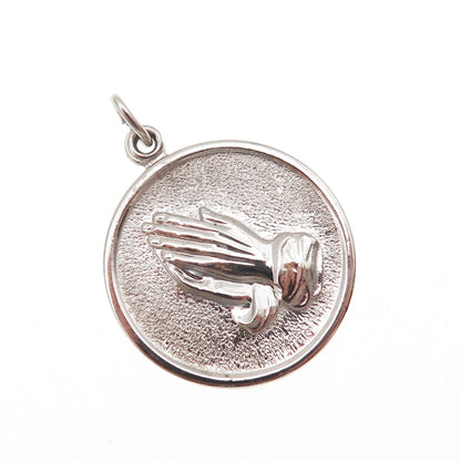 925 Sterling Silver Vintage Prayer Hands Charm Pendant
