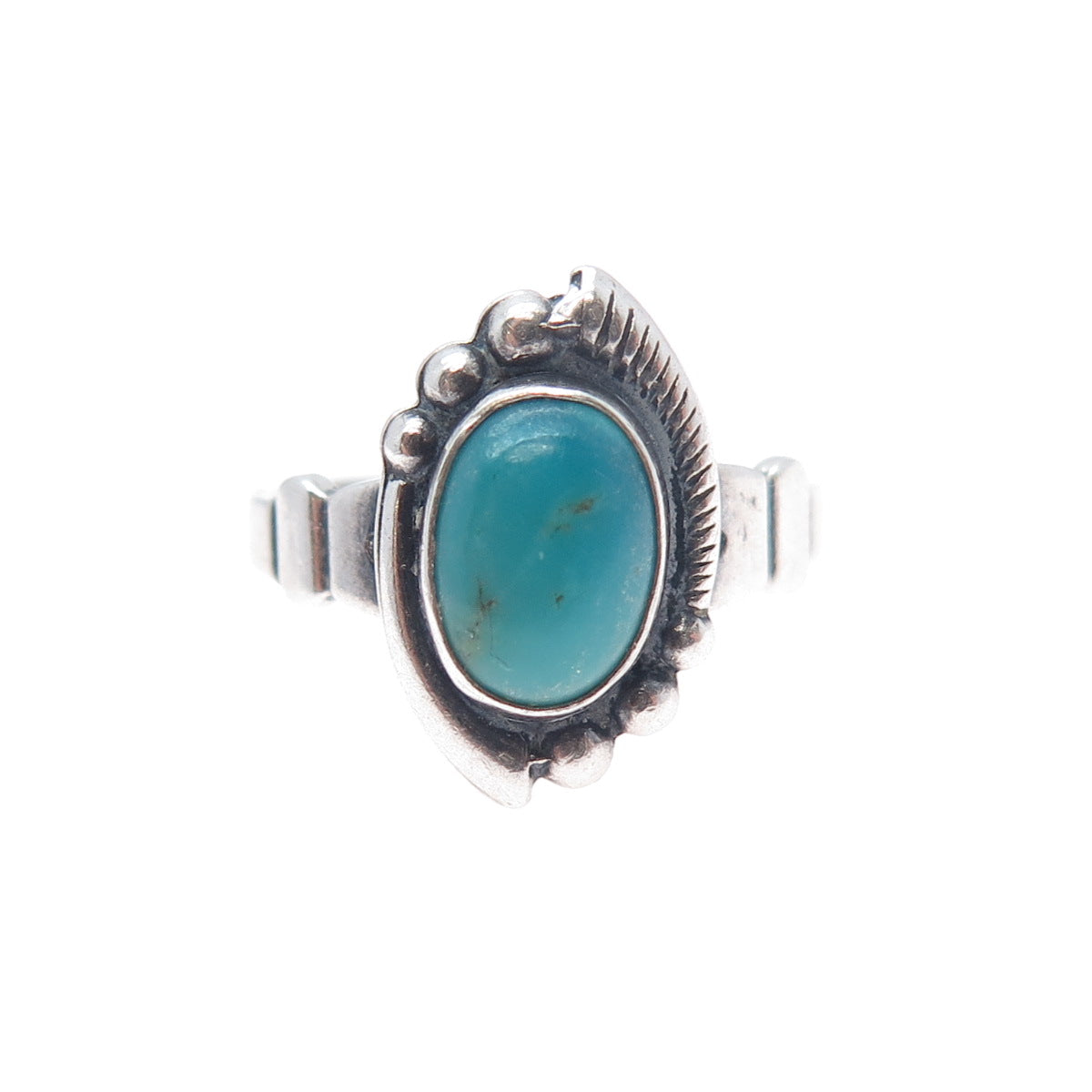Bell Trading Post Old Pawn 925 Sterling Silver Vintage Turquoise Ring Size 4.25