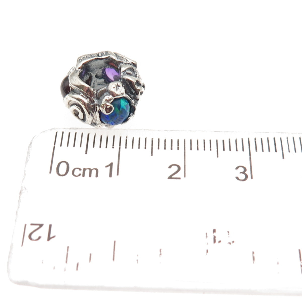 Trollbeads LAA Sterling Silver Real Amethyst Opal Garnet Trolls Slide Bead Charm