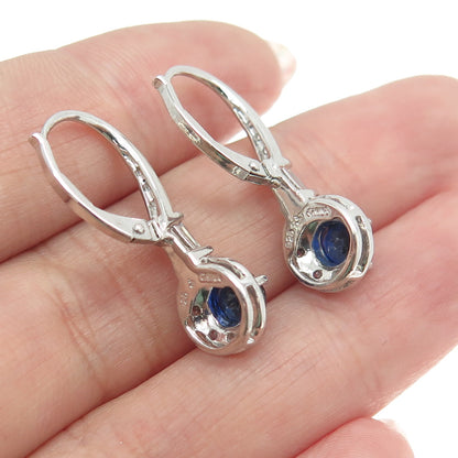 925 Sterling Silver Lab-Created Sapphire & C Z Dangling Earrings