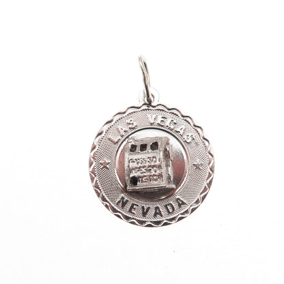 925 Sterling Silver Vintage Las Vegas Nevada Slot Machine Charm Pendant