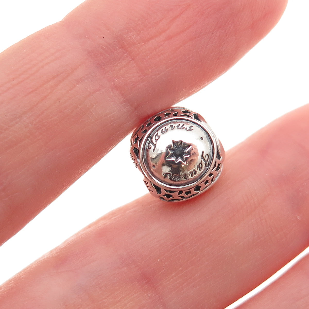Pandora 925 Sterling Silver Taurus Zodiac Sign Slide Bead Charm