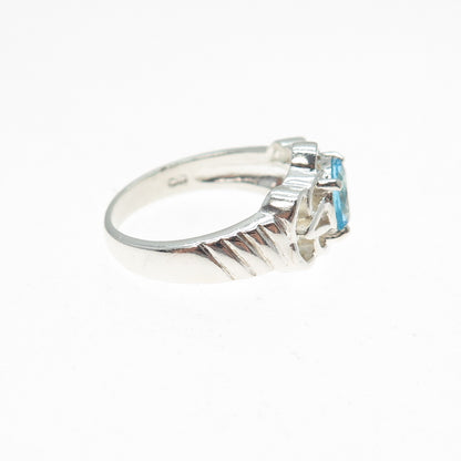 CLYDE DUNEIER CID 925 Sterling Silver Vintage Real Blue Topaz Ring Size 7.5