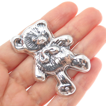 925 Sterling Silver Vintage Mexico Teddy Bear Oxidized Pendant