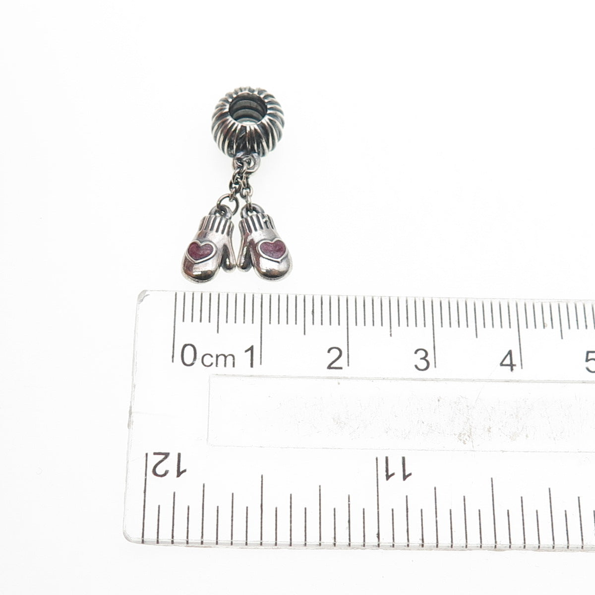 PANDORA 925 Sterling Silver Enamel Winter Mittens Dangle Slide Charm