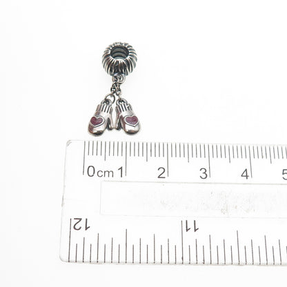 PANDORA 925 Sterling Silver Enamel Winter Mittens Dangle Slide Charm