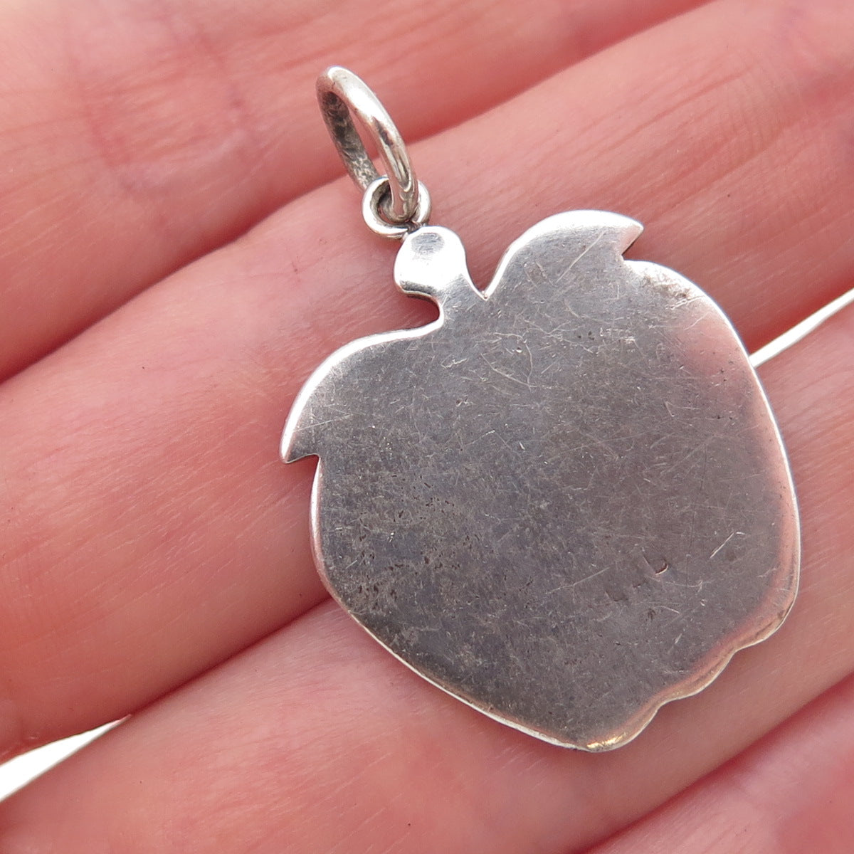 925 Sterling Silver Vintage Apple Oxidized Charm Pendant