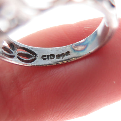 CLYDE DUNEIER CID Sterling Silver Vintage Smoky Quartz Modernist Ring Size 4.75