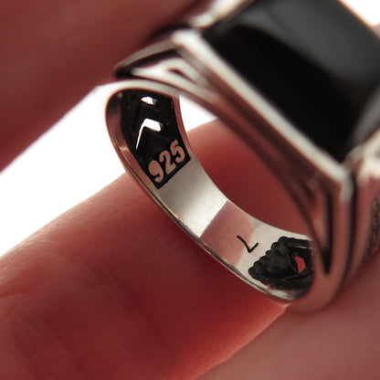 CHIMODA 925 Sterling Silver Real Black Onyx Arrow Oxidized Ring Size 7