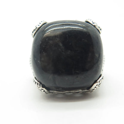 925 Sterling Silver Vintage Joy Jewelers Real Black Tiger Eye Garnet Ring Size 5