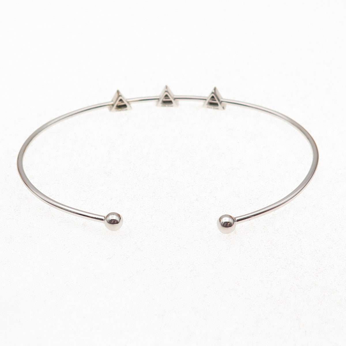 Sun 925 Sterling Silver Vintage Triangle Adjustable Cuff Bracelet 6.5"