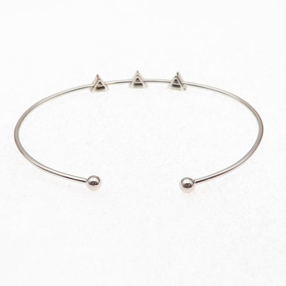 Sun 925 Sterling Silver Vintage Triangle Adjustable Cuff Bracelet 6.5"
