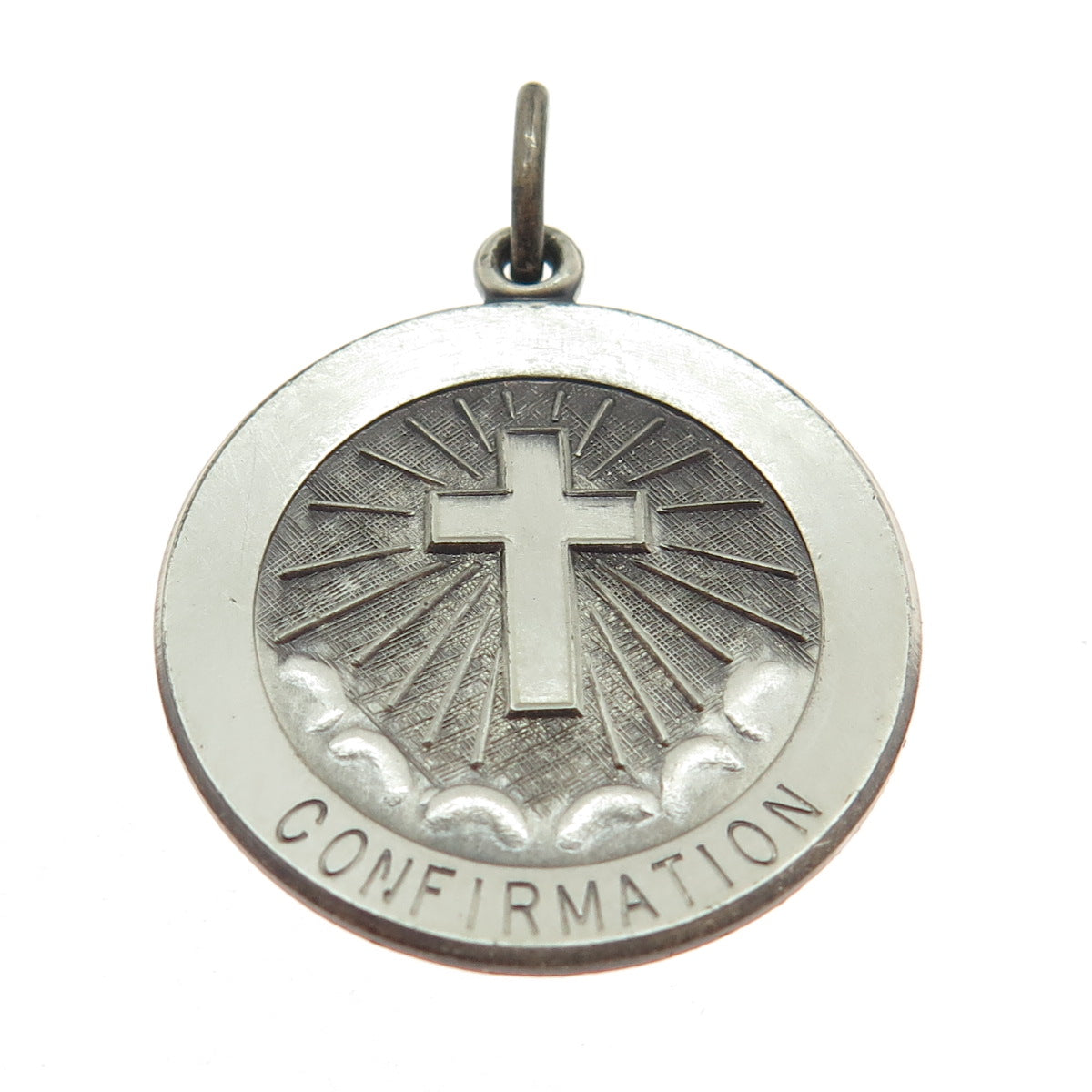 925 Sterling Silver Vintage Confirmation Medal Religious Pendant