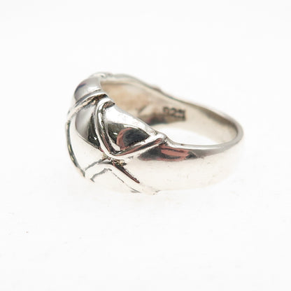 925 Sterling Silver Vintage Modernist Diamond-Shape Oxidized Ring Size 6