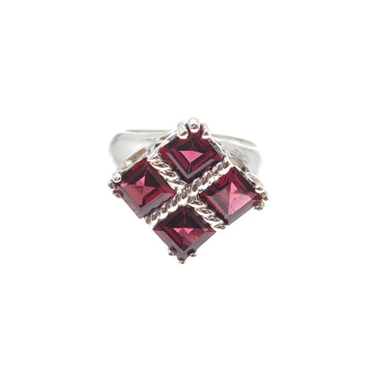 925 Sterling Silver Vintage SCBS Real Asscher-Cut Tourmaline Ring Size 7