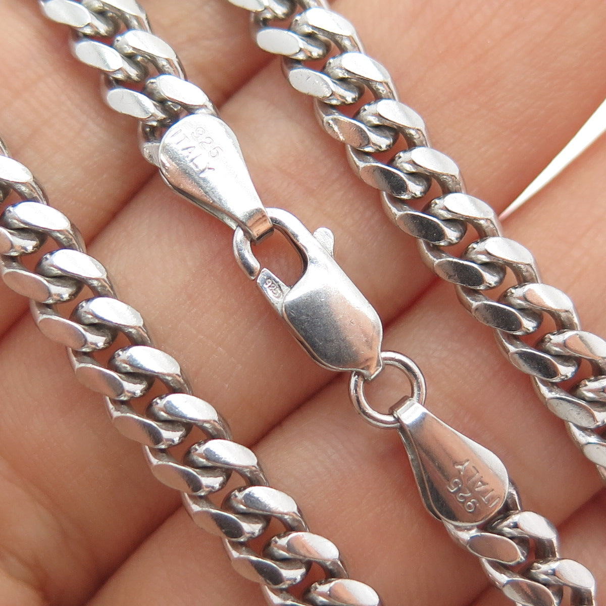 KARIZIA SPA KA-1772 925 Sterling Silver Vintage Italy Cuban Chain Necklace 22"