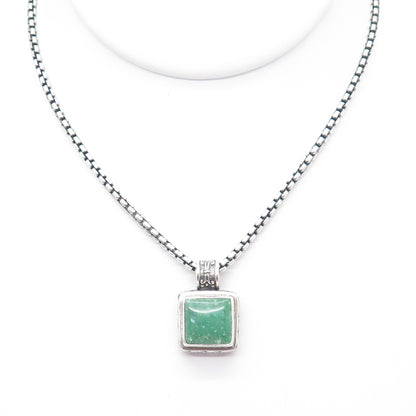 EXEX Claudia Agudelo Sterling Vintage Turquoise Round Box Chain Necklace 16-18"
