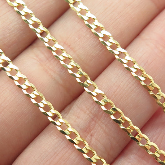 P. LUX 925 Sterling Silver Gold Plated Italy Curb Chain Necklace 20"