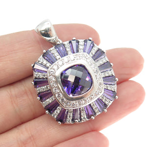 925 Sterling Silver White & Lavender C Z Pendant