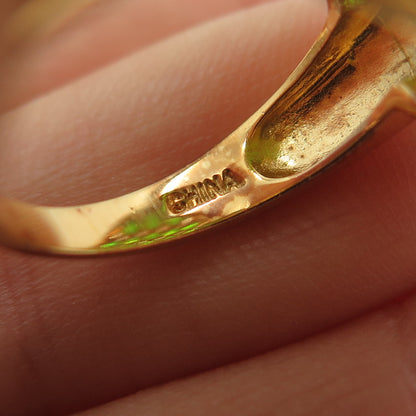 HAROLD TRUJILLO 925 Sterling Gold Plated Vintage Chrome Diopside Ring Size 7.25