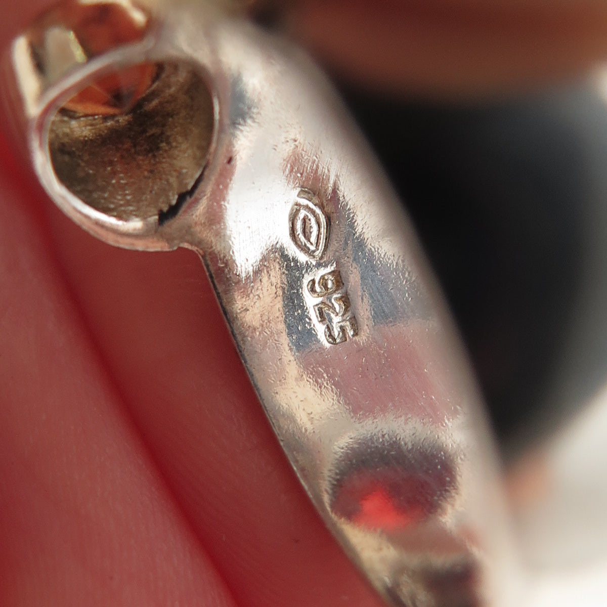 Michou Sterling Silver Vintage Real Amber Citrine & Garnet Modernist Ring Size 9