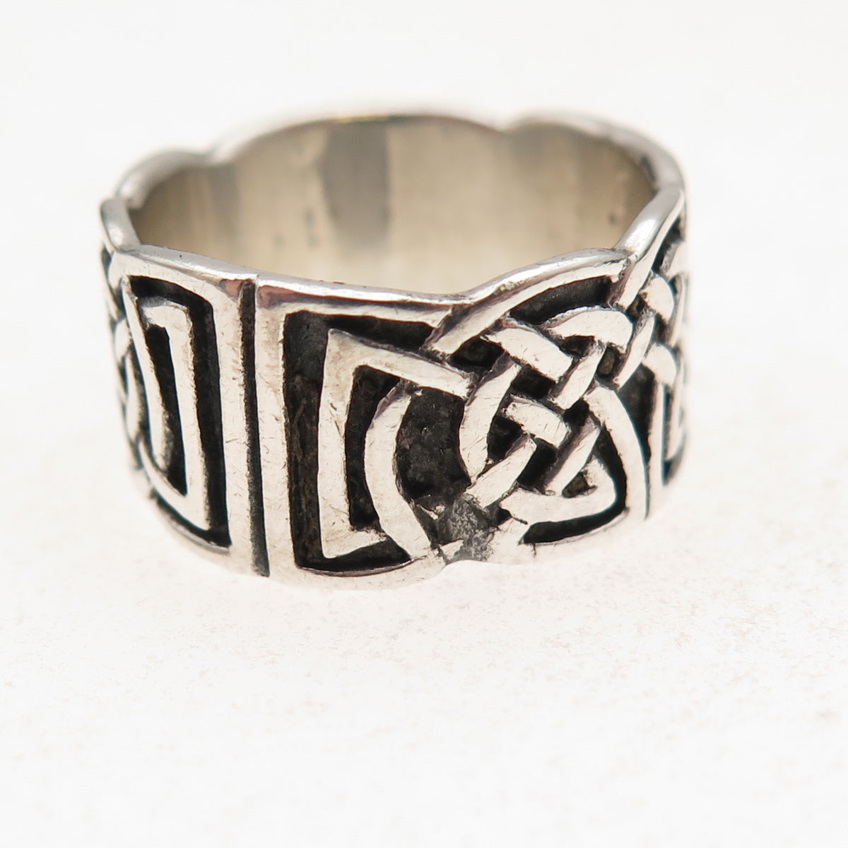 Peter Stone 925 Sterling Silver Vintage Celtic Knot Oxidized Ring Size 7.75