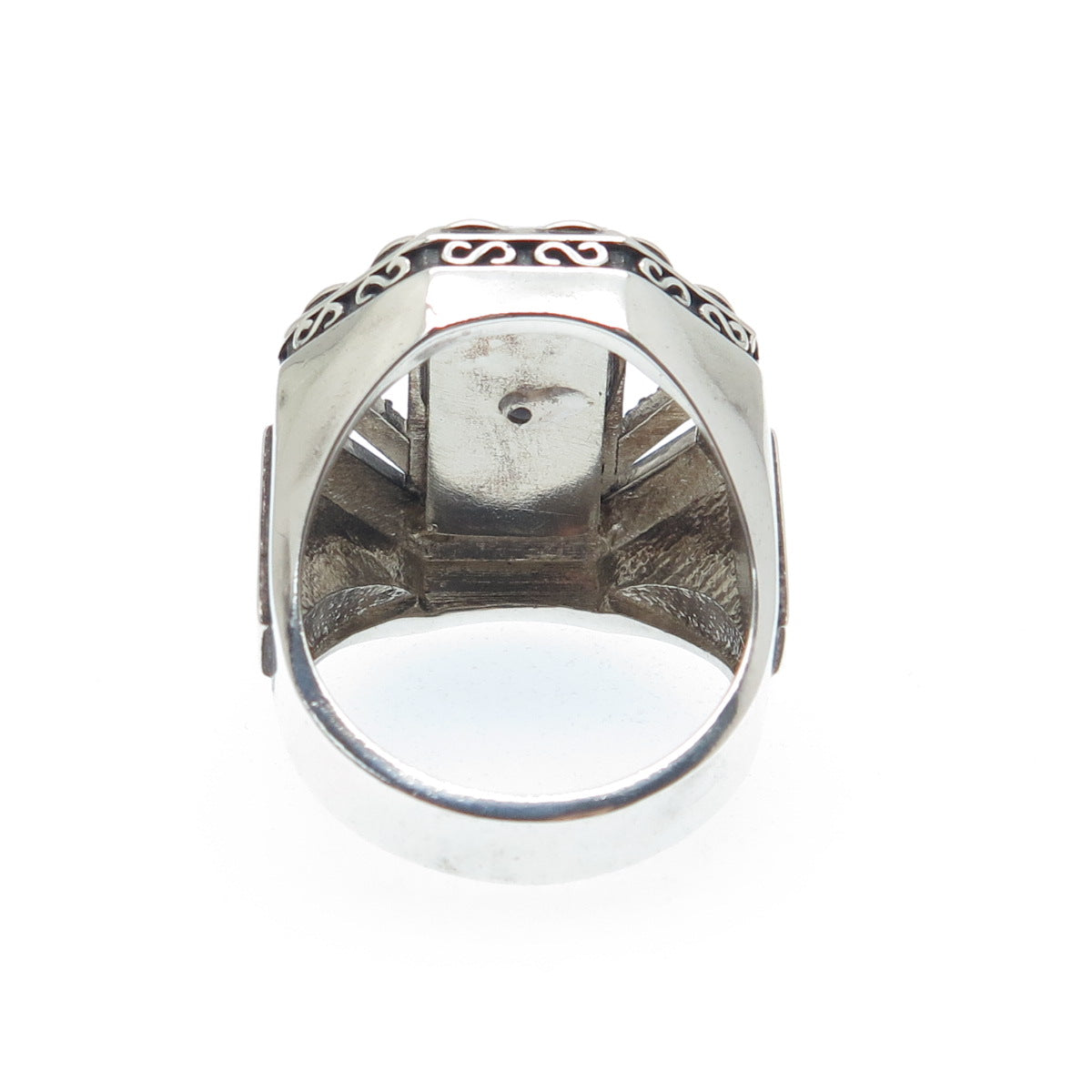 925 Sterling Silver Vintage Real Black Diamond & Lapis Lazuli Ring Size 9.25