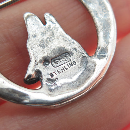 LOREN SAKEVA KUMAUNI Old Pawn Sterling Silver Vintage Howling Wolf Moon Brooch