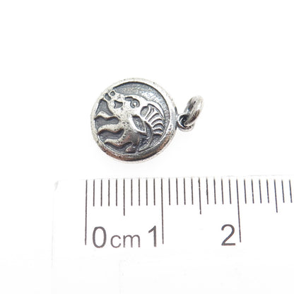 925 Sterling Silver Vintage Pig & Rooster Chinese Zodiac Horoscope Mini Pendant