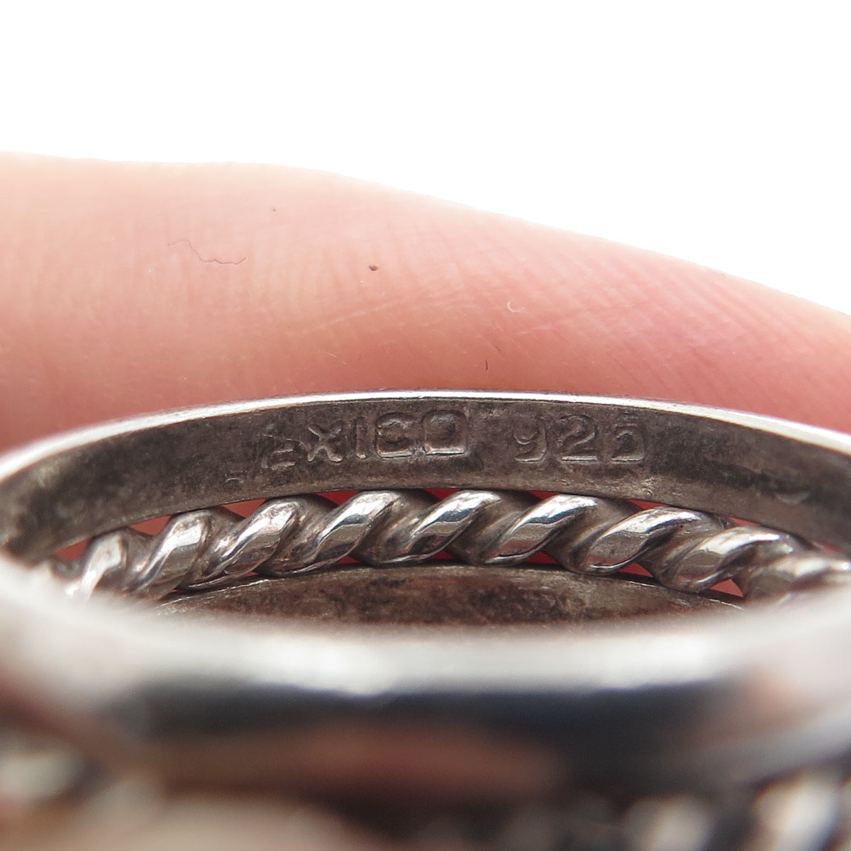 925 Sterling Silver Vintage Mexico Multi-Row Roped Oxidized Band Ring Size 6.25