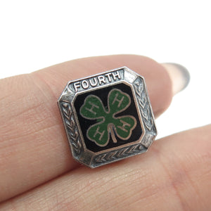 925 Sterling Silver Vintage 4-H Club 4th Year Membership Achievement Lapel Pin