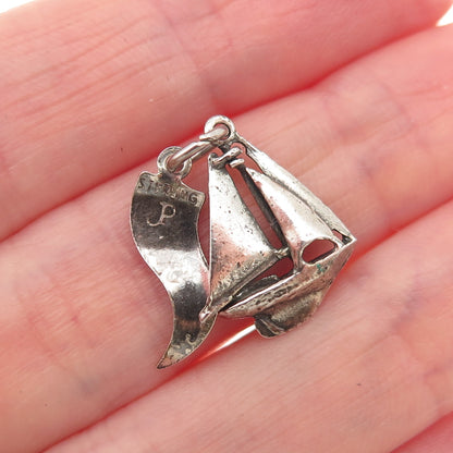 Pacific Jewelry 925 Sterling Vintage Sailboat Virginia Beach Mini Charm Pendant