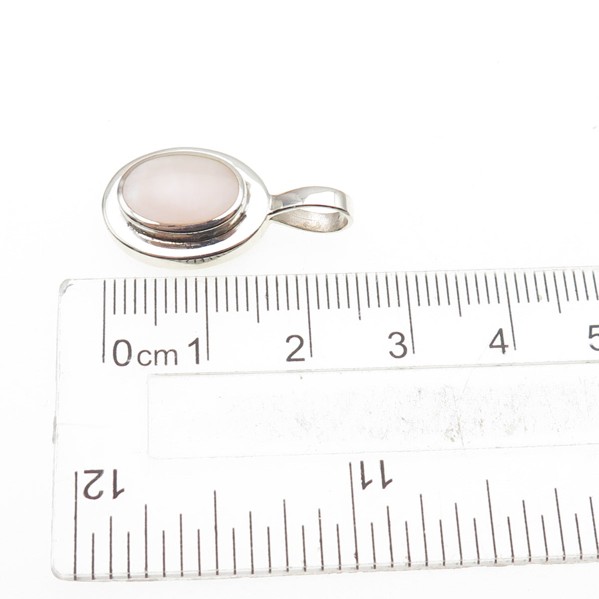 925 Sterling Silver Vintage Real MOP Oxidized Mini Charm Pendant