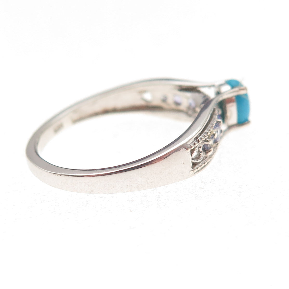 Chuck Clemency 925 Sterling Silver Real Turquoise & Tanzanite Ring Size 8