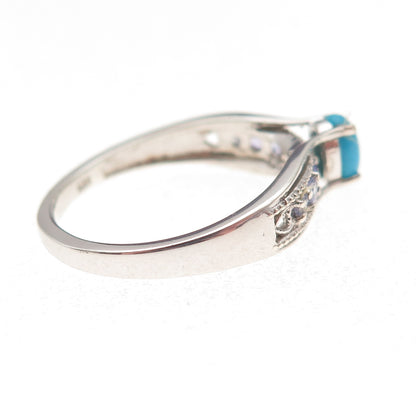 Chuck Clemency 925 Sterling Silver Real Turquoise & Tanzanite Ring Size 8