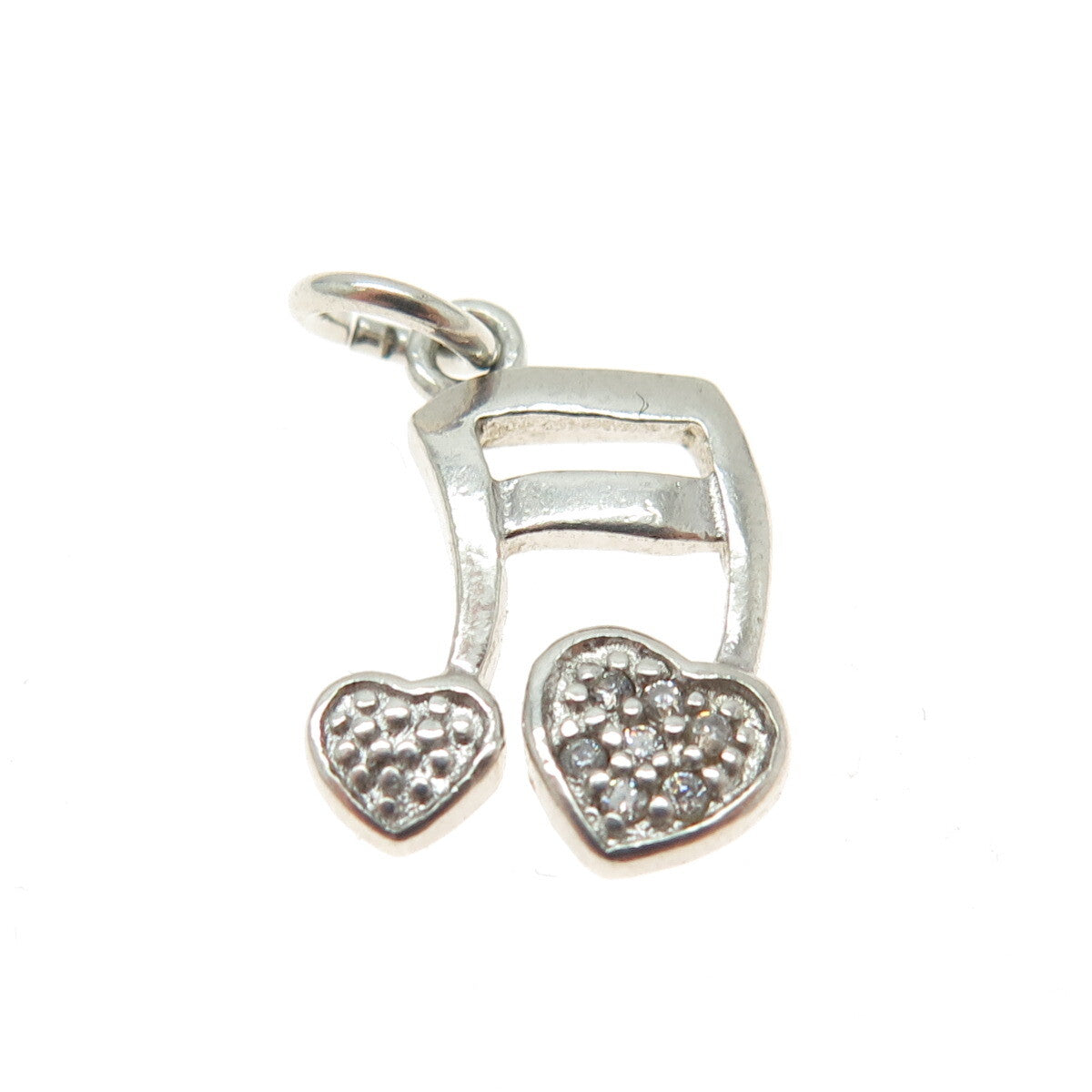 925 Sterling Silver Vintage Round-Cut C Z Eighth Note Minimalist Charm Pendant