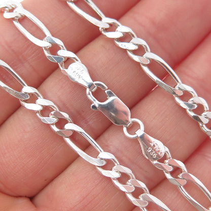 PAGODA 925 Sterling Silver Vintage Italy Figaro Chain Necklace 22"