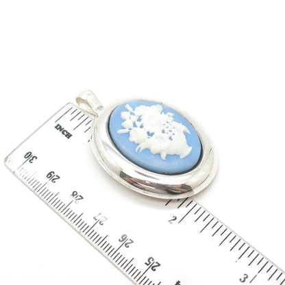 925 Sterling Silver Vintage Italy Milor Ceramic Flower Basket Pendant/Pin Brooch