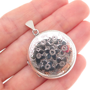 Joseph Smith & Sons 925 Sterling Silver Vintage Birmingham Floral Locket Pendant