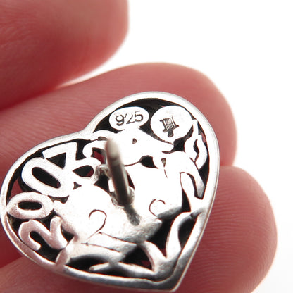John Hardy 925 Sterling Silver Vintage Heart Dotted Tie Tack / Lapel Pin