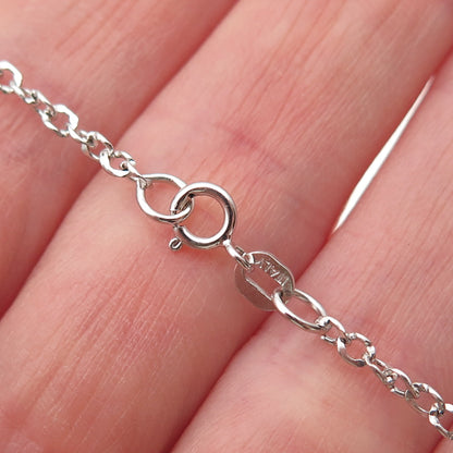 925 Sterling Silver Italy Real Blue Diamond Butterfly Cable Chain Necklace 18"