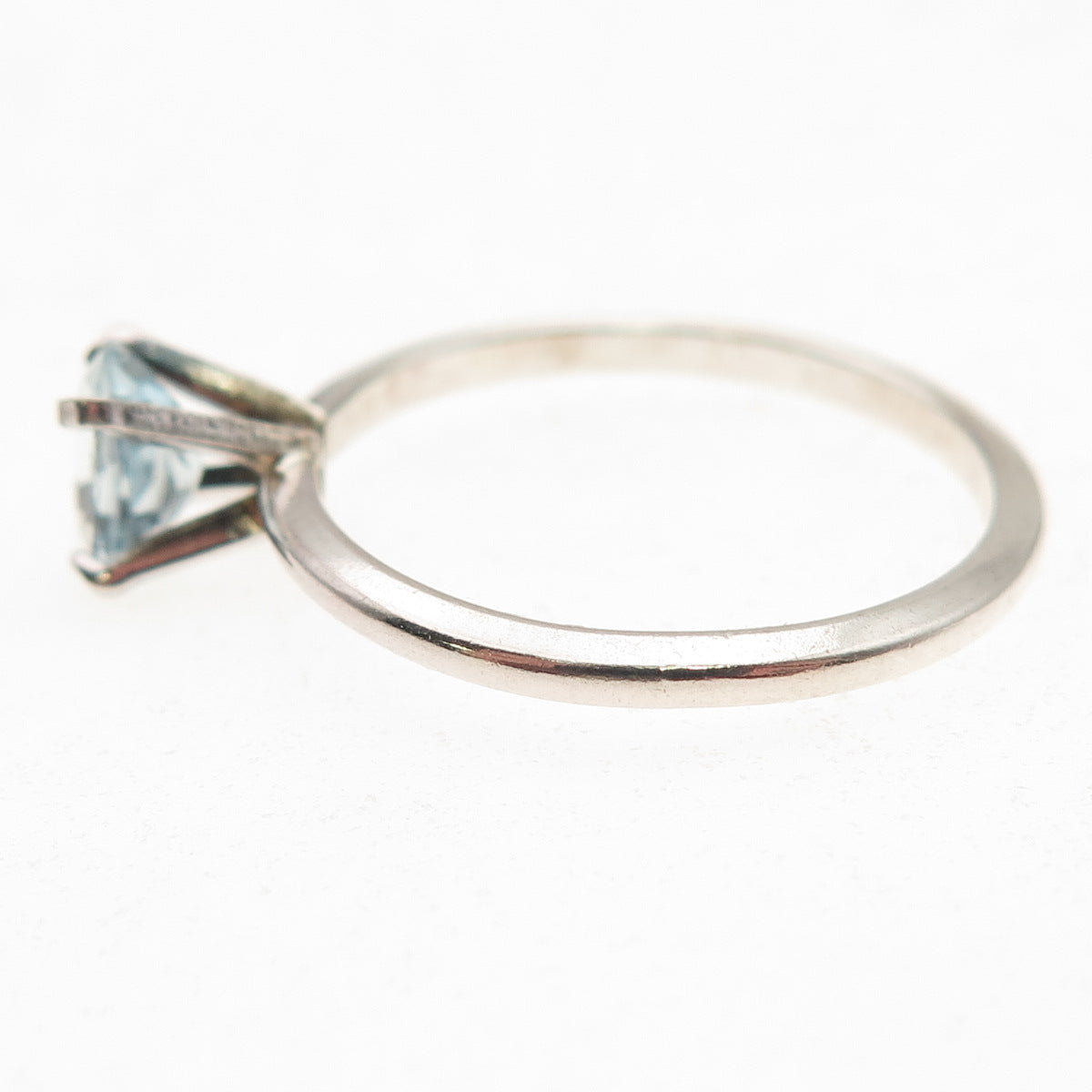 925 Sterling Silver Vintage Real Oval-Cut Blue Topaz Ring Size 9