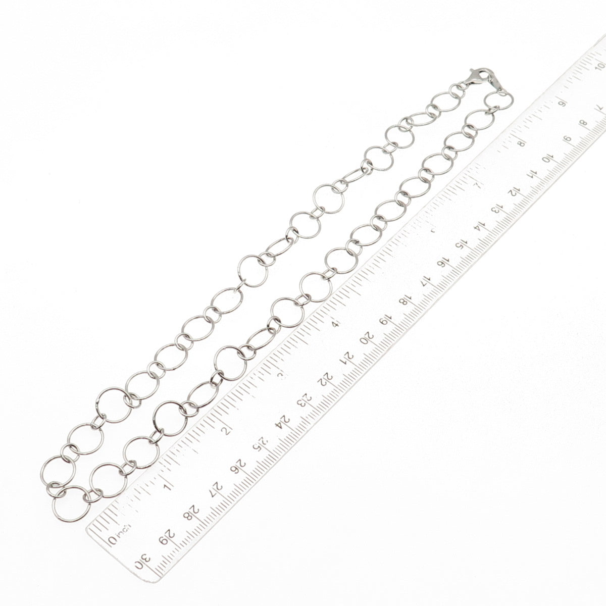 925 Sterling Silver Multi-Circle Chain Necklace 18"