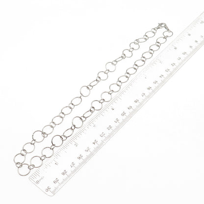 925 Sterling Silver Multi-Circle Chain Necklace 18"