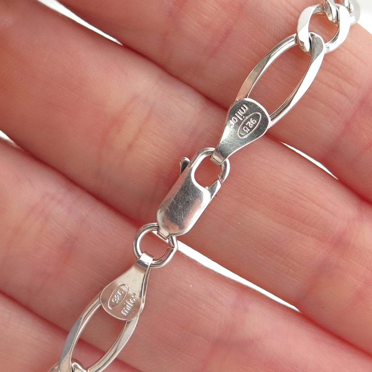 Milor 925 Sterling Silver Vintage Italy Figaro Link Bracelet 8.25"